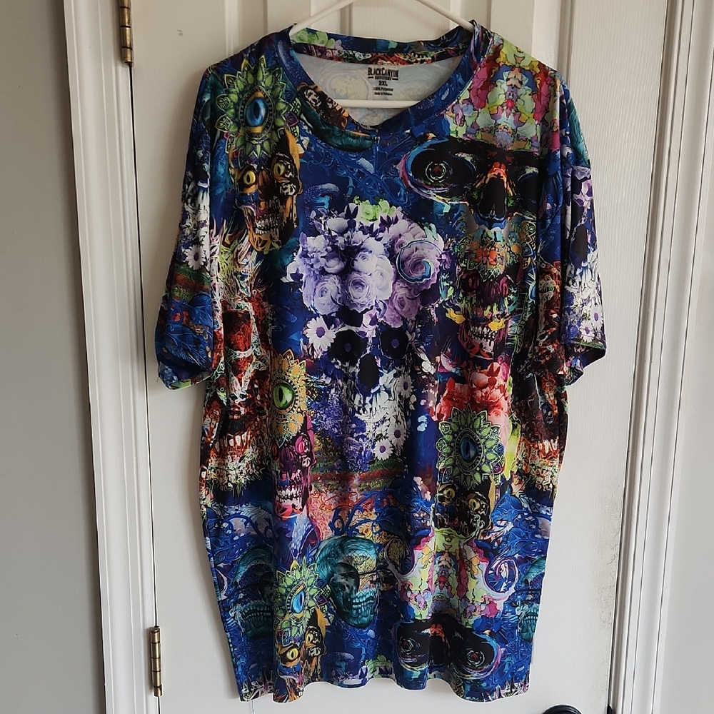 Colorful Skull Print Short Sleeve Tee